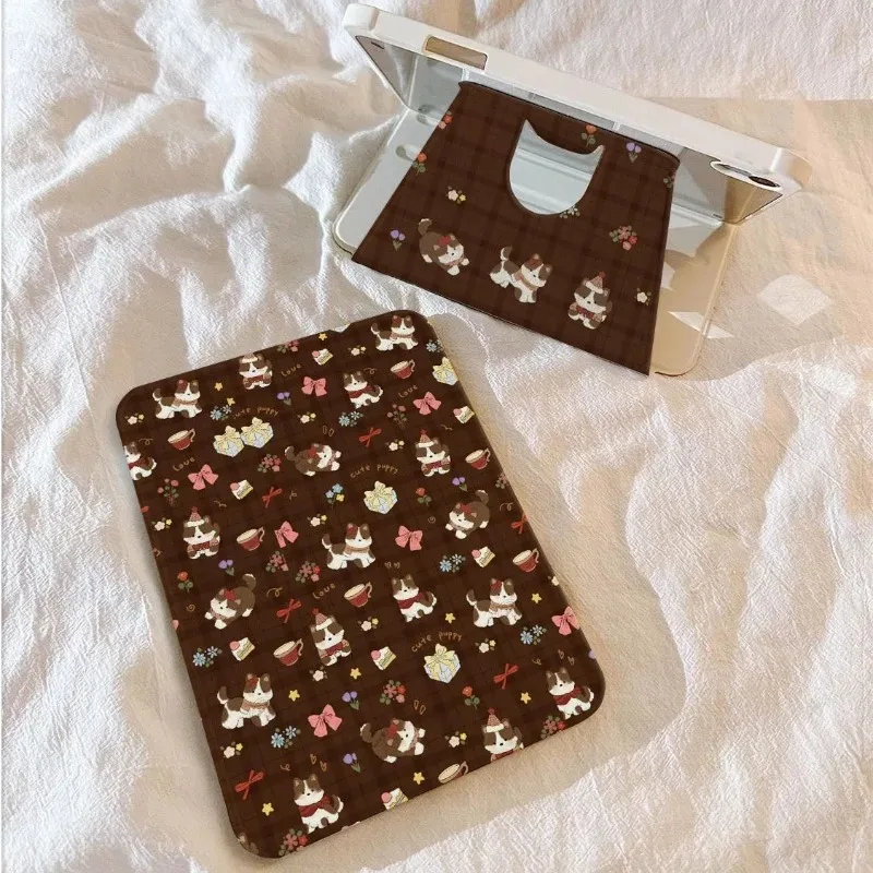 Checkered Puppy Tablet Case for IPad 11th A16 Air7 Air6 11in Protective Case 10th 10.9in 9th 10.2 5th 9.7 Air1/2 Cartoon Cover