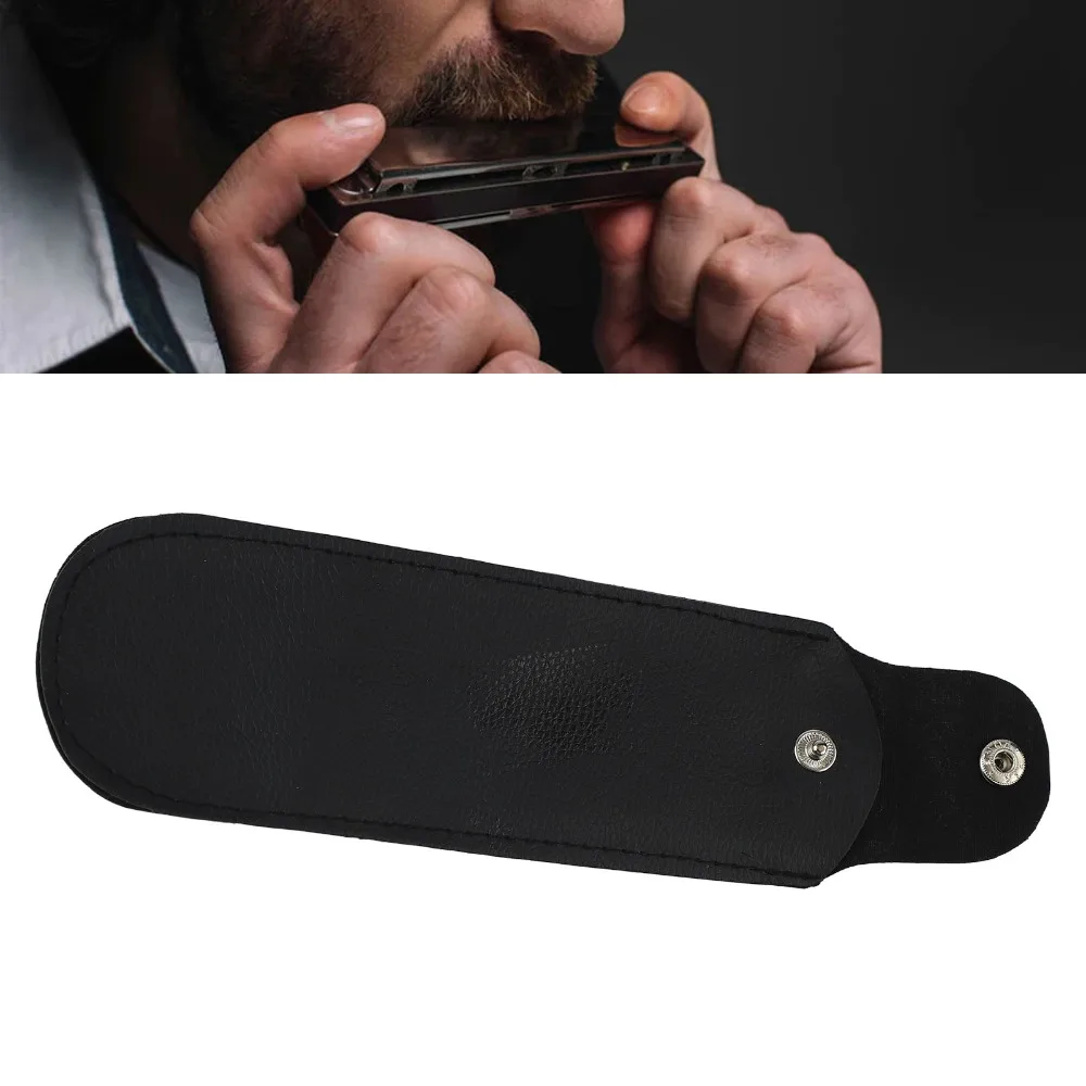 Premium Leather Harmonica Storage Bag Anti Scratch 21-24 Hole Type Harmonica Pouch Protective Leather Holder For Travelling