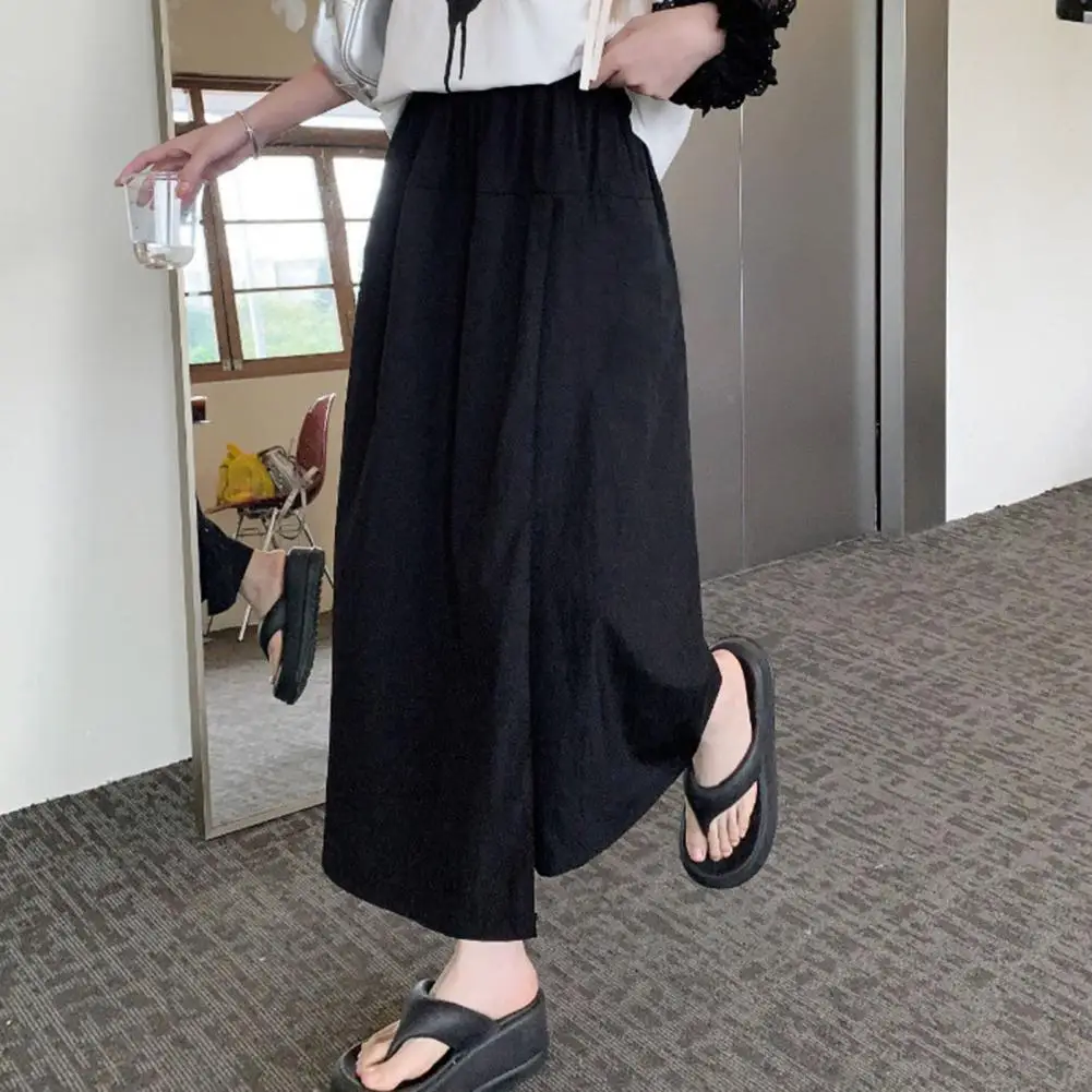 

Comfortable Trousers Stylish Women's Culottes High Waist Wide Leg Pants for Summer Soft Relaxed Fit Elastic Waist Streetwear