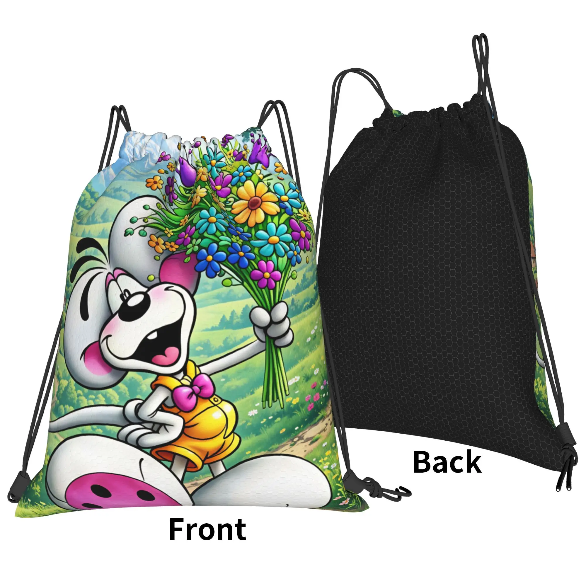 Cartoon D-Diddl Drawstring Bag  Folding Minimalist Backpack Travel Sackpack String Bags For Women