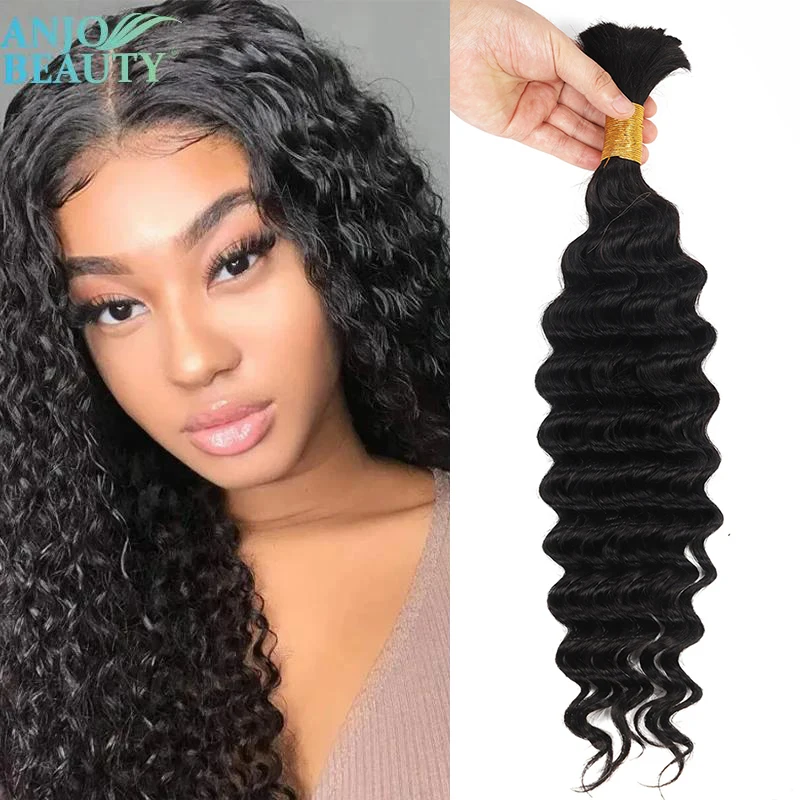 

Deep Wave Natural Colored Human Braiding Hair 1Pcs Bundles/ 100g 12-26 Inch Curly Bulk 100% Human Hair For Braiding No Weft Hair