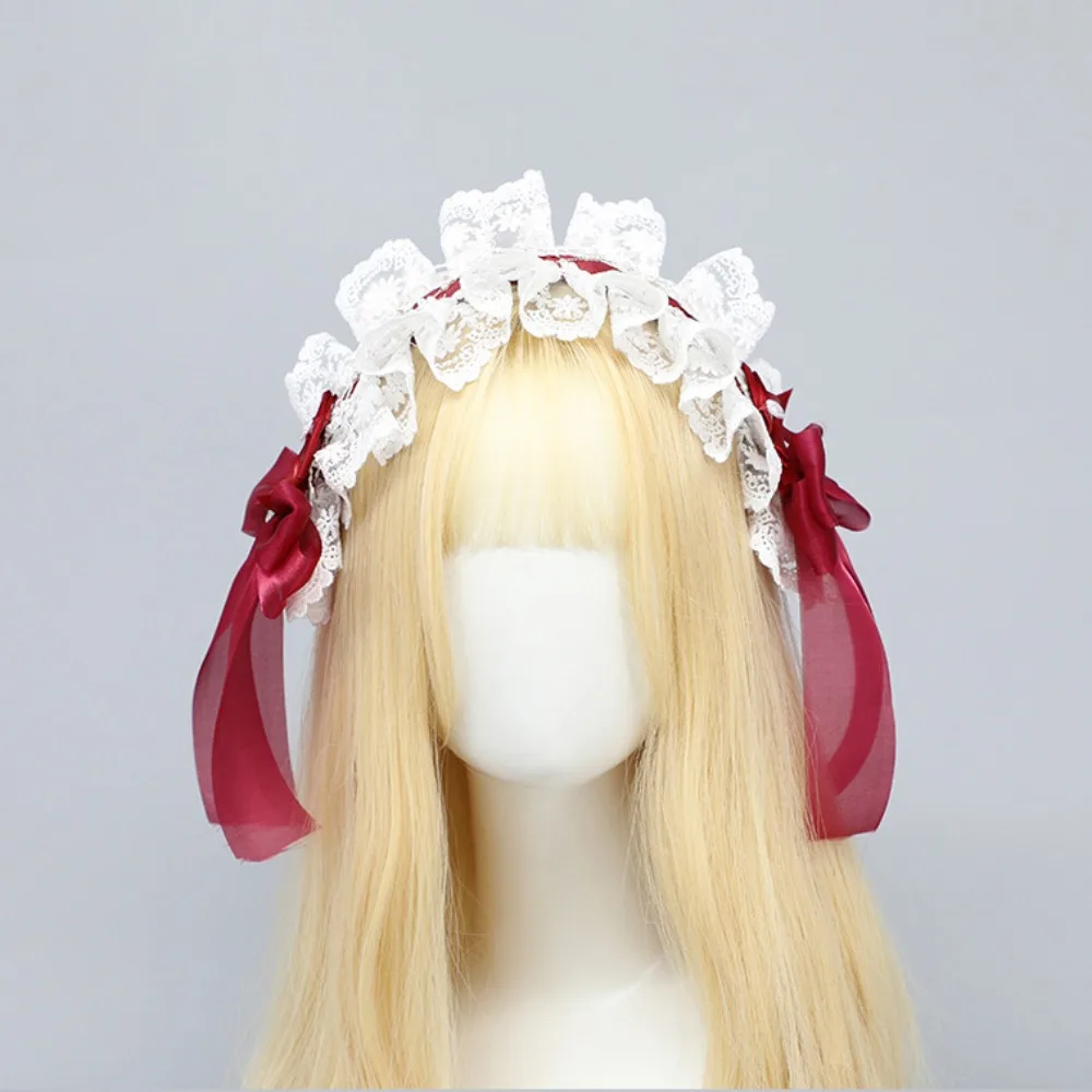 

Creative Sweet Lolita Lace Headband Jk Ribbon Bow Ruffled Hairband Kawaii Hair Accessories Anime Maid Cosplay Headdress Girls