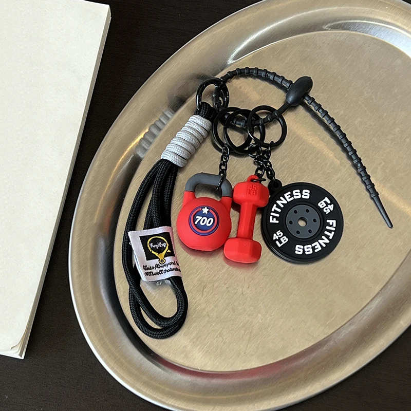 3D Mini-Hantel Fitness Schlüsselanhänger für Frauen Modischer Taschenanhänger Fitness-Enthusiasten Taschen- und Autoschlüssel-Charm Dekoration Geschenk