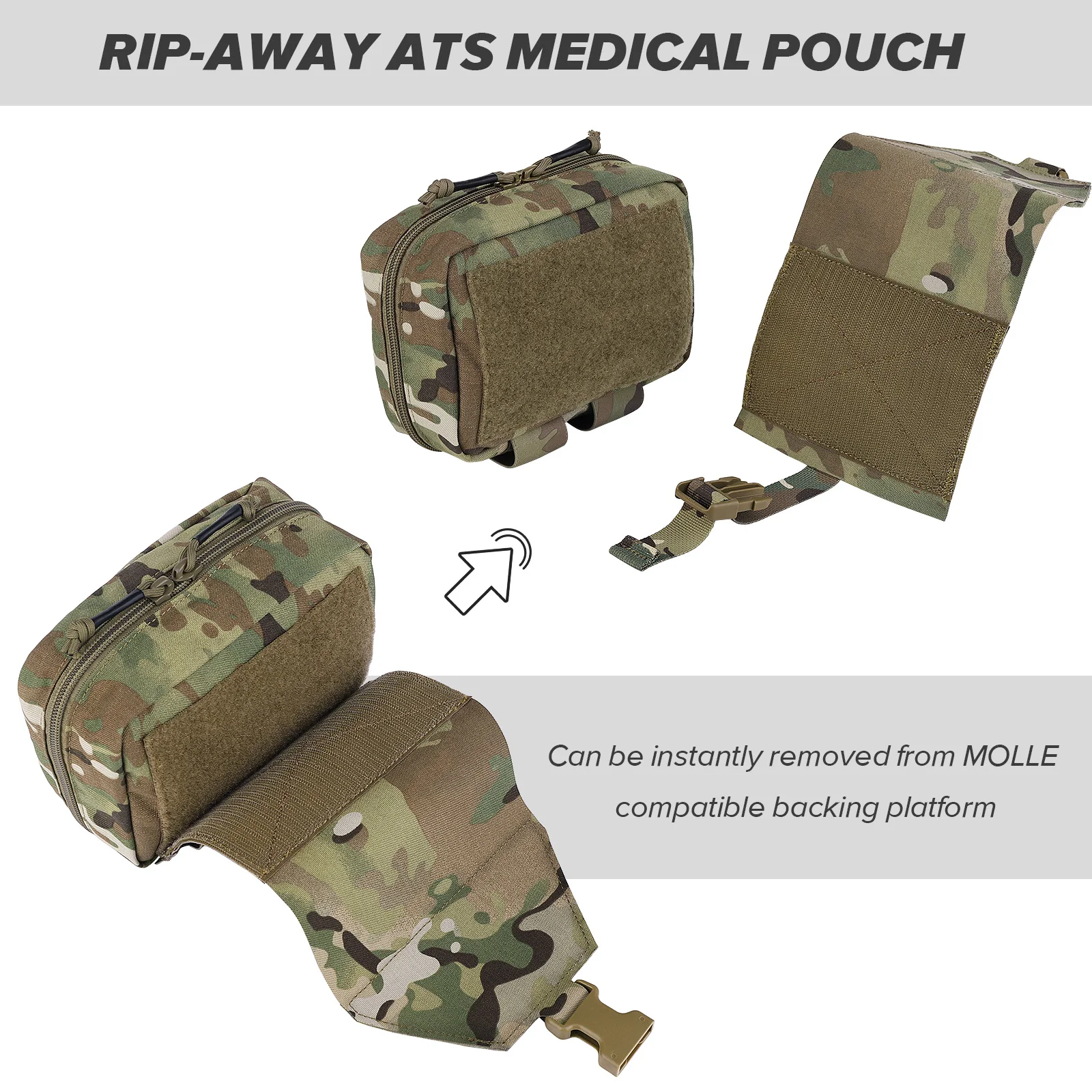 KRYDEX Tactical Tear Off Rip Away IFAK Pouch First Aid Medical Pouch MOLLE EMT Holder  Outdoor Trauma Kit Survival Bag view 2