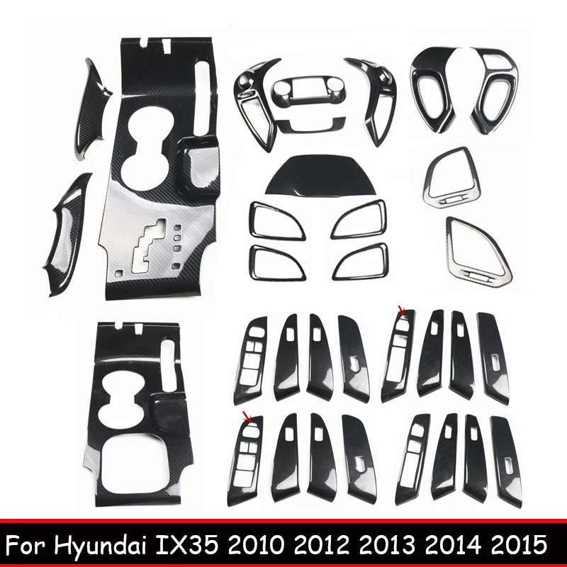 L/RHD for Hyundai IX35 2010 2012 2013 2014 2015 ABS Carbon Fiber AT MT Window Rise Switch Gear Box Panle Interior Accessories
