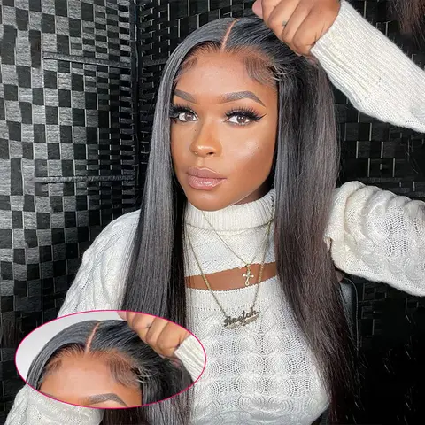 Glueless Wig Malaysian Straight 5x5 HD Lace Closure Glueless Wig Human Hair Ready To Wear Pre Cut Pre plucked