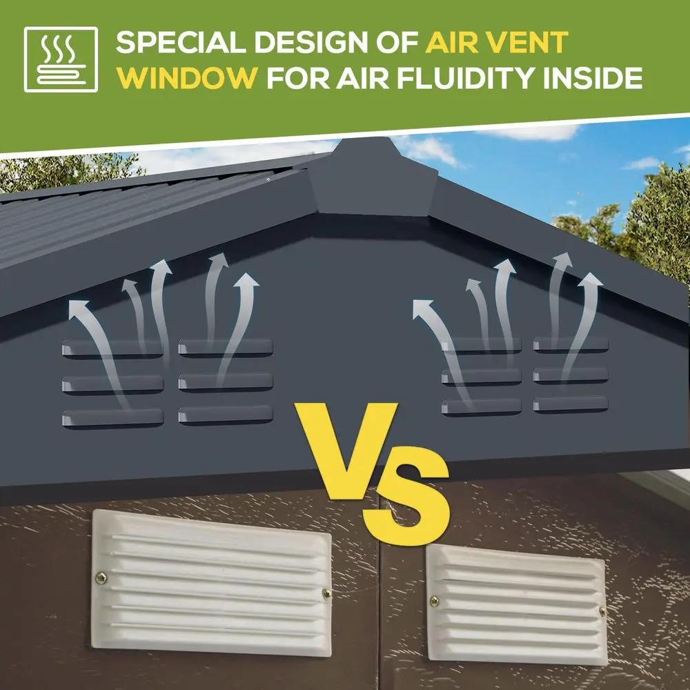 14x12 Metal Outdoor Storage Shed with Sliding Door - Large Backyard Tool Storage Cabinet Clearance