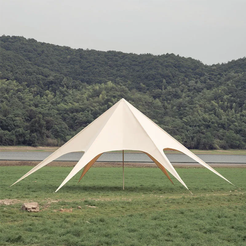 Sobre o tamanho impermeável acampamento ao ar livre 20m proteção solar estrela toldo abrigo guarda-chuva sombra glamping tenda