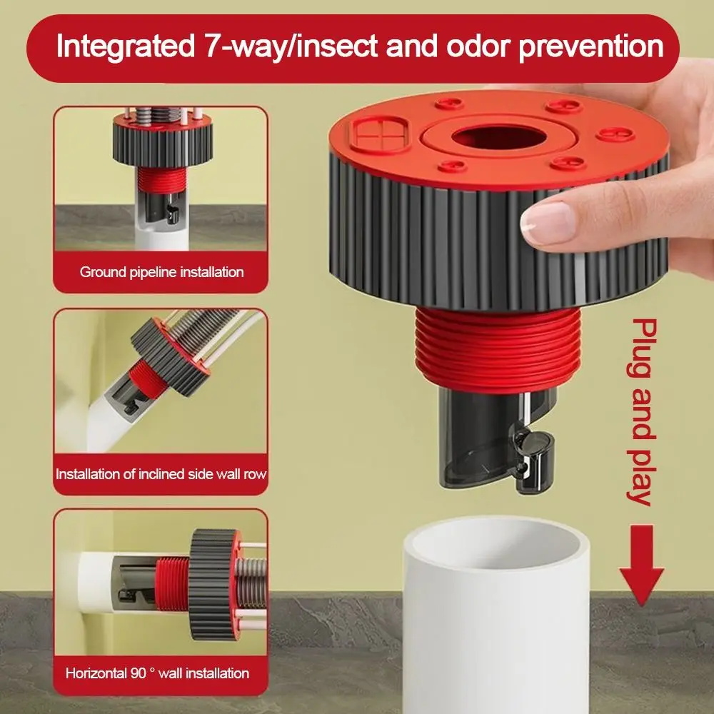 Anti Odor Sink Drain Pipe Adapter 7 in 1 Sealing Ring Kitchen Basin Sewer Branch Multifunctional Dishwasher Water Pipe Connector