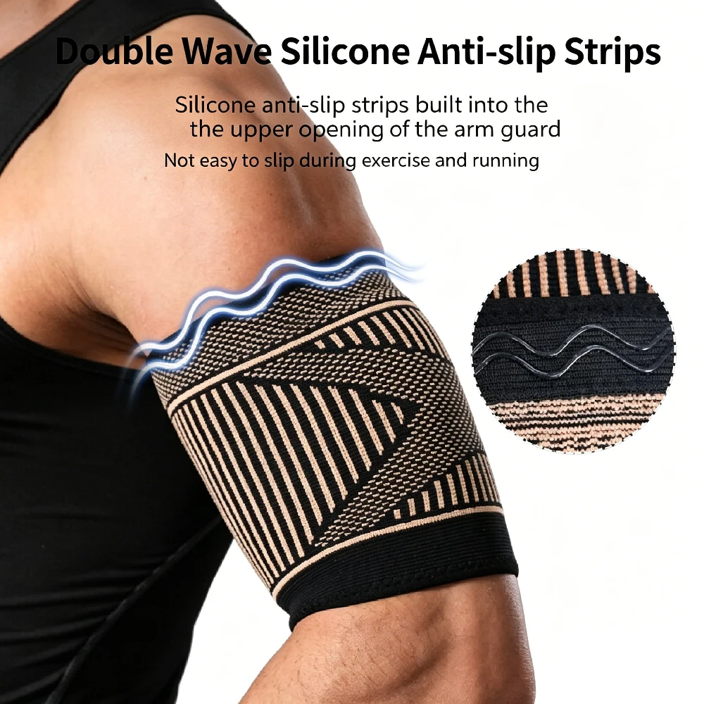 1PCS Bicep Compression Sleeve for Pain Relief, Bicep Tendonitis Brace for Muscle Strains Recovery, Upper Arm Sleeves for Workout