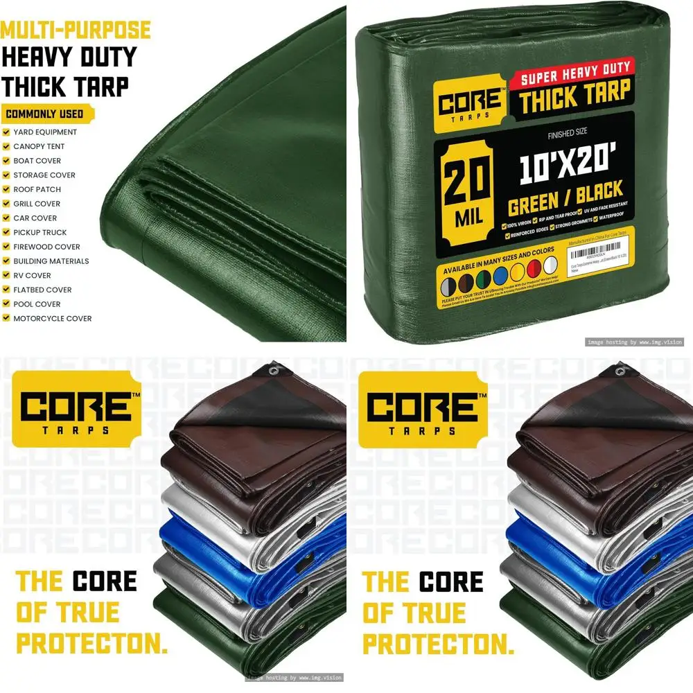 

Прочные водонепроницаемые УФ-стойкие полимерные тенты толщиной 20 мил с усиленными краями для патио, бассейна, лодки - зеленые/черные 10x20