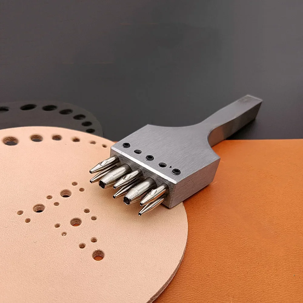 Leather Craft  3/5 Holes Puncher Diameter 1mm+3mm precise Round hole brogue style cutting Tools