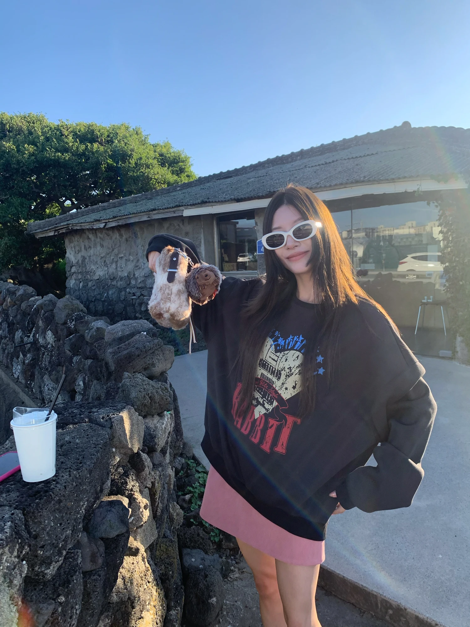 

Fce Lined Sweatirt round Ne Loose Casual Denture Print Women's Premium Faion Cotton Polyester Long Sve Hoodie