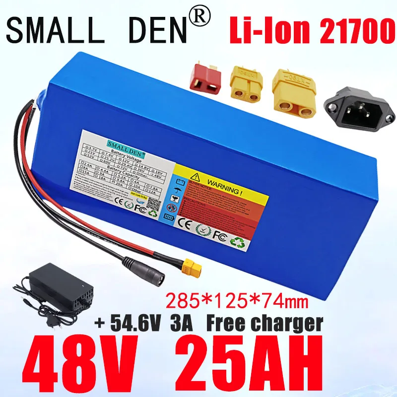 New 48V 25AH 21700 lithium battery pack with built-in BMS 0-2000W rechargeable cycle battery for motorcycle scooters