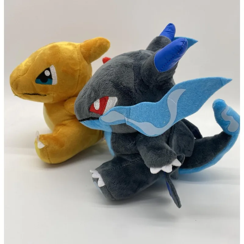 Charmander bambola di peluche piccola versione XY Q bambola drago che respiro il fuoco giocattoli di peluche nero giallo Charmander giocattolo drago a testa grande