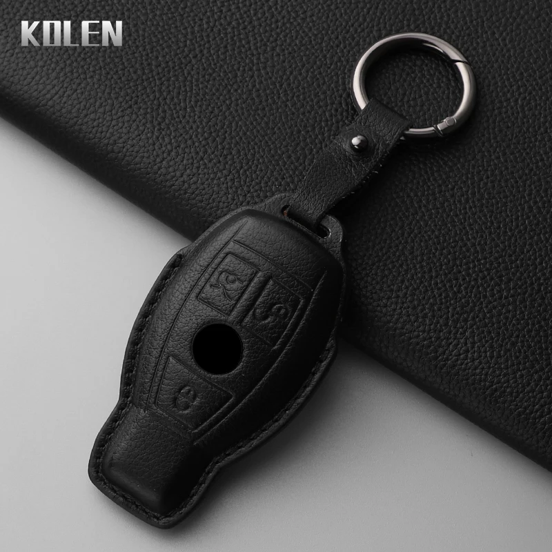 Genuine Leather Car Key Case Cover Shell For Mercedes Benz A B C E R Class GLS GLA GLK GLC CLS CLA AMG W204 W205 W212 W463 W176