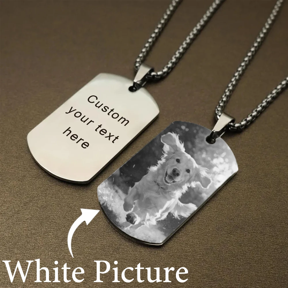 Sifisrri Engraved Name Date Rectangle Pendant Necklace Personalized Picture For Women Men Fashion Family Customized Jewelry Gift
