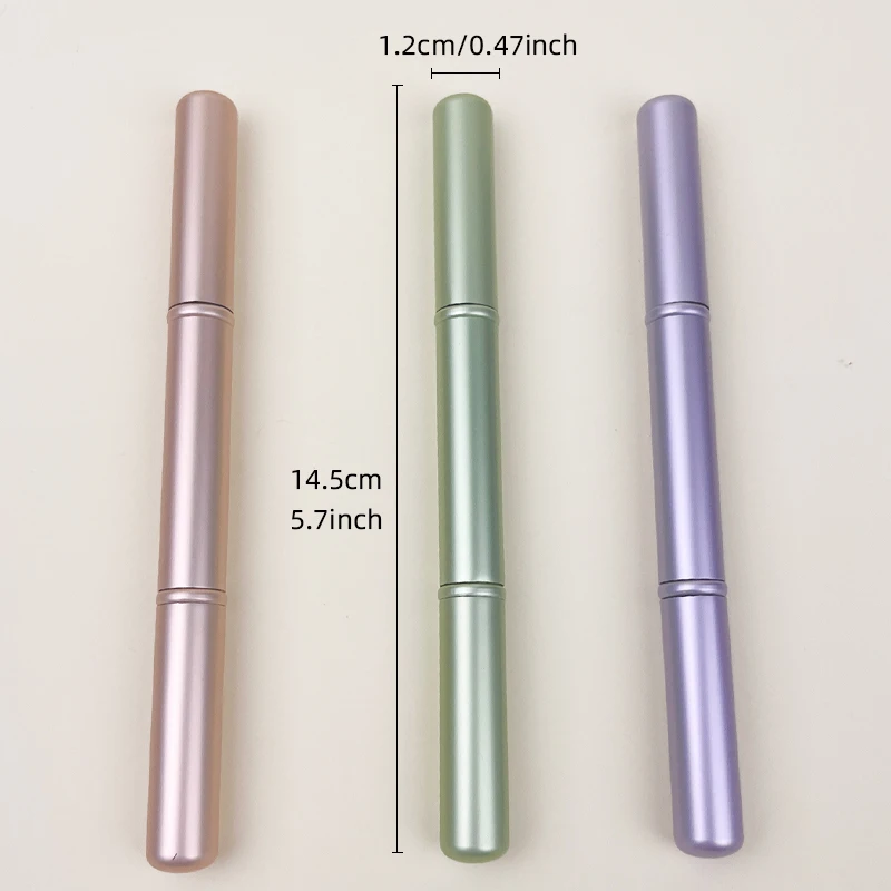 Pennello per labbra a doppia testa 1 pezzo, guscio in lega di alluminio, copertura antipolvere, pennello per trucco, pennello per labbra gelatinoso, strumento per trucco, trucco viso bru