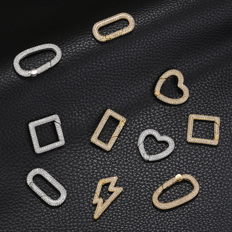 ZHUKOU cubic zirconia Hooks lightning clasp hooks geometric connectors for handmade jewelry making supplies wholesale VK147