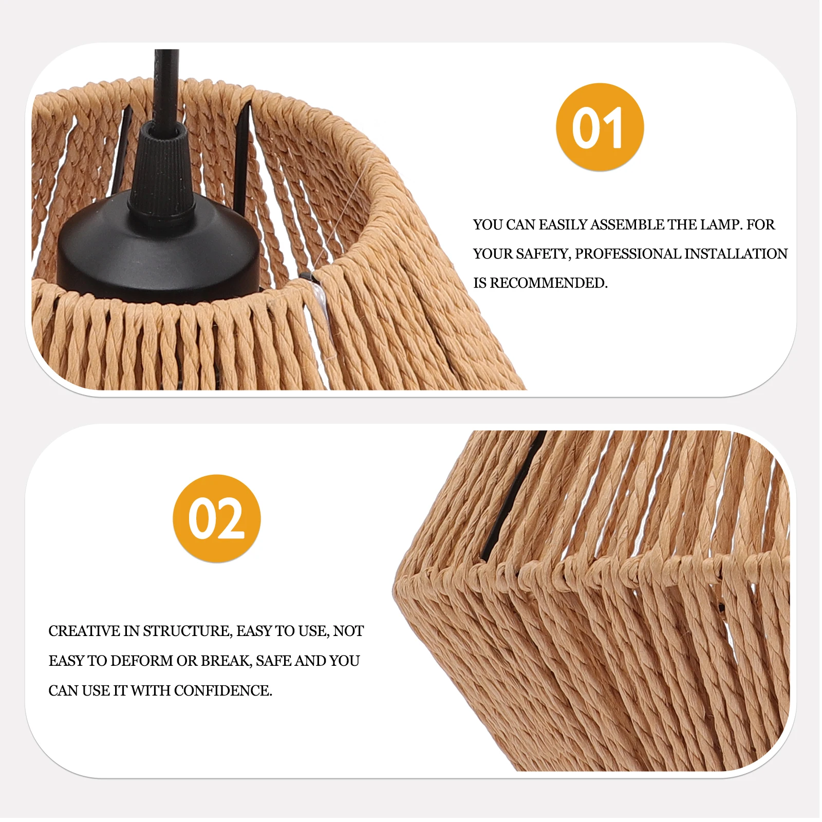 

Rattan Chandelier Faux Rustic Seagrass Pendant Light Fixtures for Bedroom Living Room Cafe Shop Restaurant Creative Woven Design