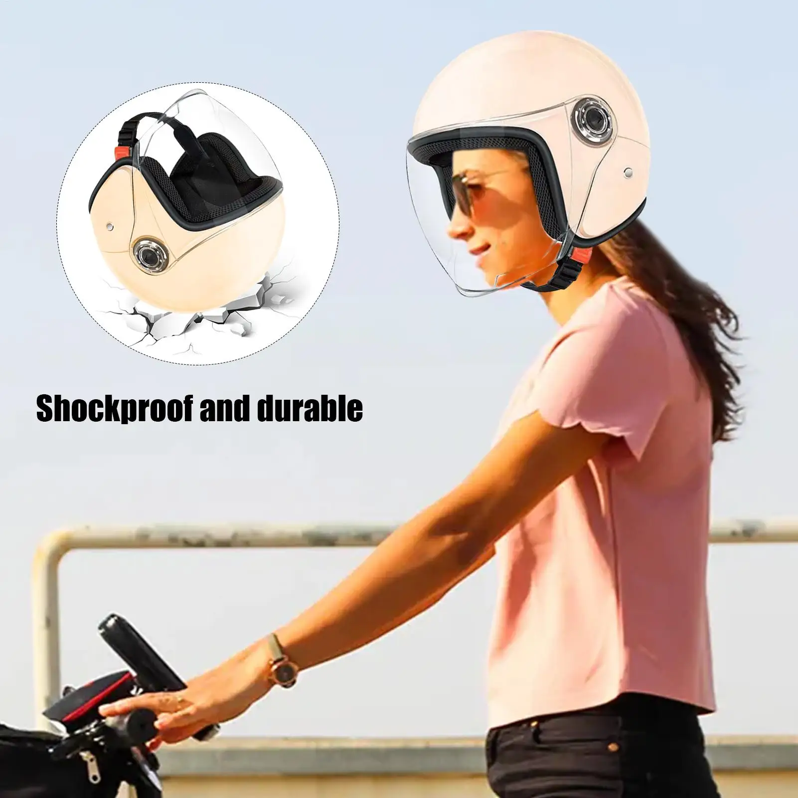 Large Motorcycle Helmet Open Face Adults Helmets Protective Gear With Visor For Outdoor Riding Adventure Commuting Sportbike