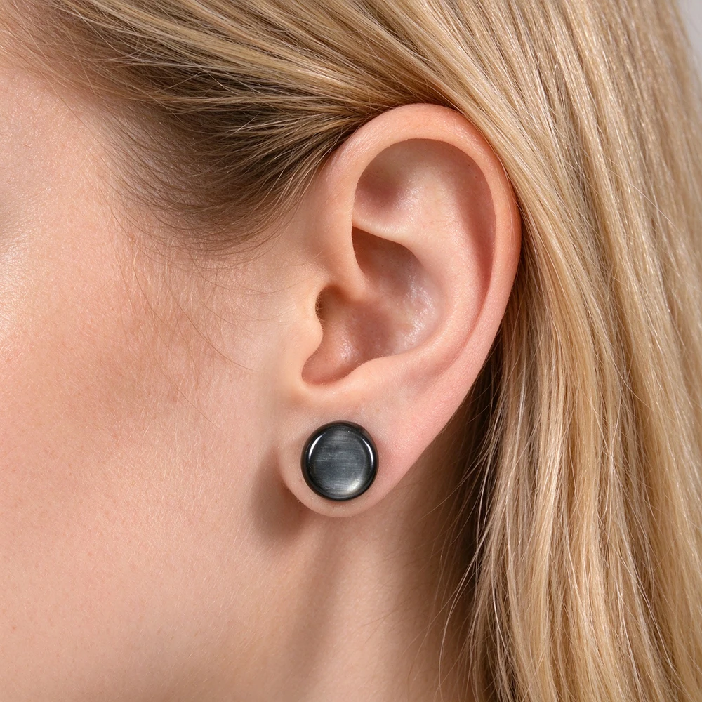 1PC Solid Cat's Eye Stone Ear Plug Tunnel Ear Stretcher Expansion Ear Gauge Piercing Earring Saddle Bodyjewelry 6-30mm