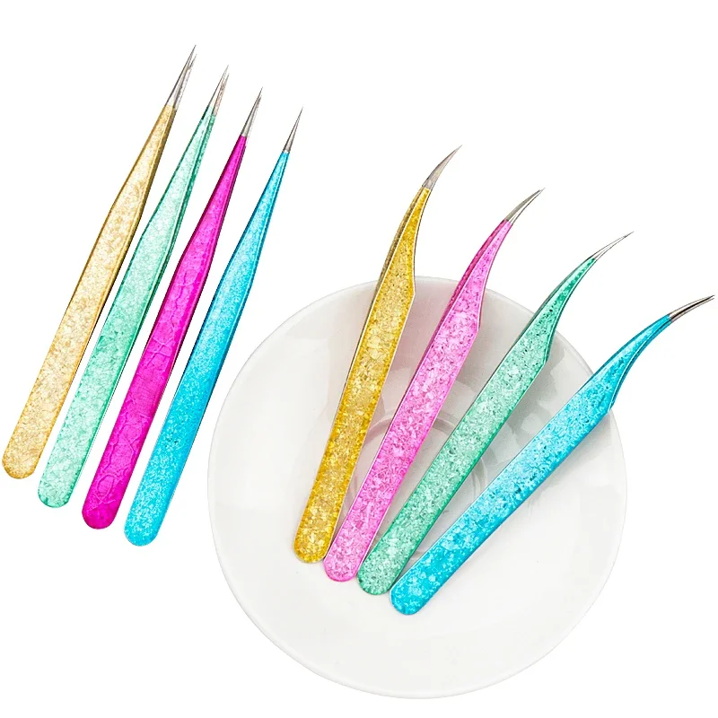 Sdotter Eyelash Tweezer ดอกไม้น้ําแข็ง Anti-Static สแตนเลสแหนบคิ้ว Grafting 3D ศิลปะ Lash EXTENSION อุปกรณ์ Mak