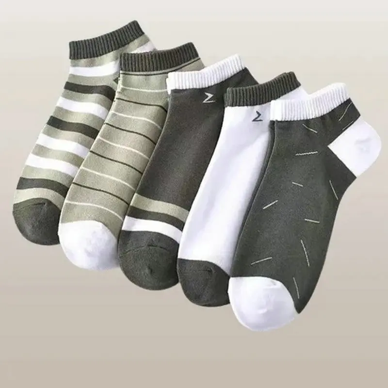 5/10 Pairs Striped Short Socks Sweat-absorbent Breathable Boat Socks Men's Sports Low-top Socks Spring And Summer 2024 New Socks