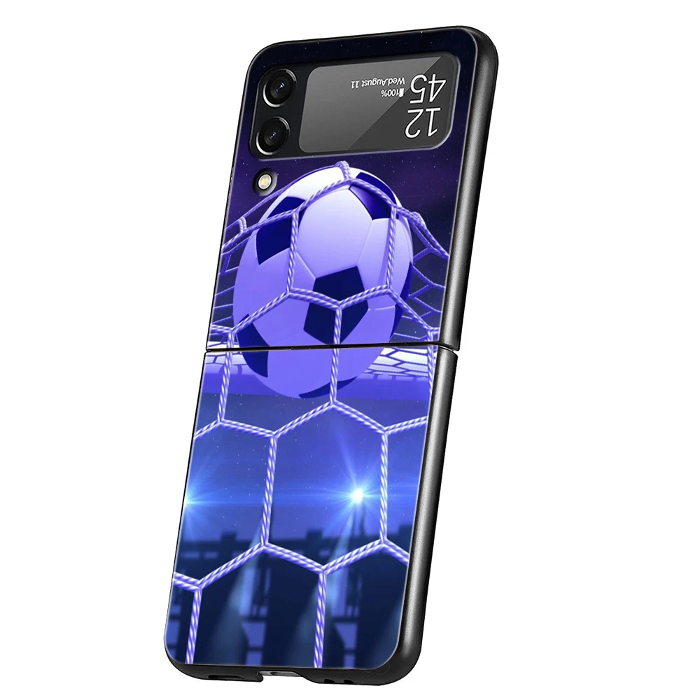 Football Sport Hard PC Phone Case For Samsung Galaxy Z Flip 4 5 6 Transparent Cover For Galaxy Z Flip 3 Foldable Shockproof Case