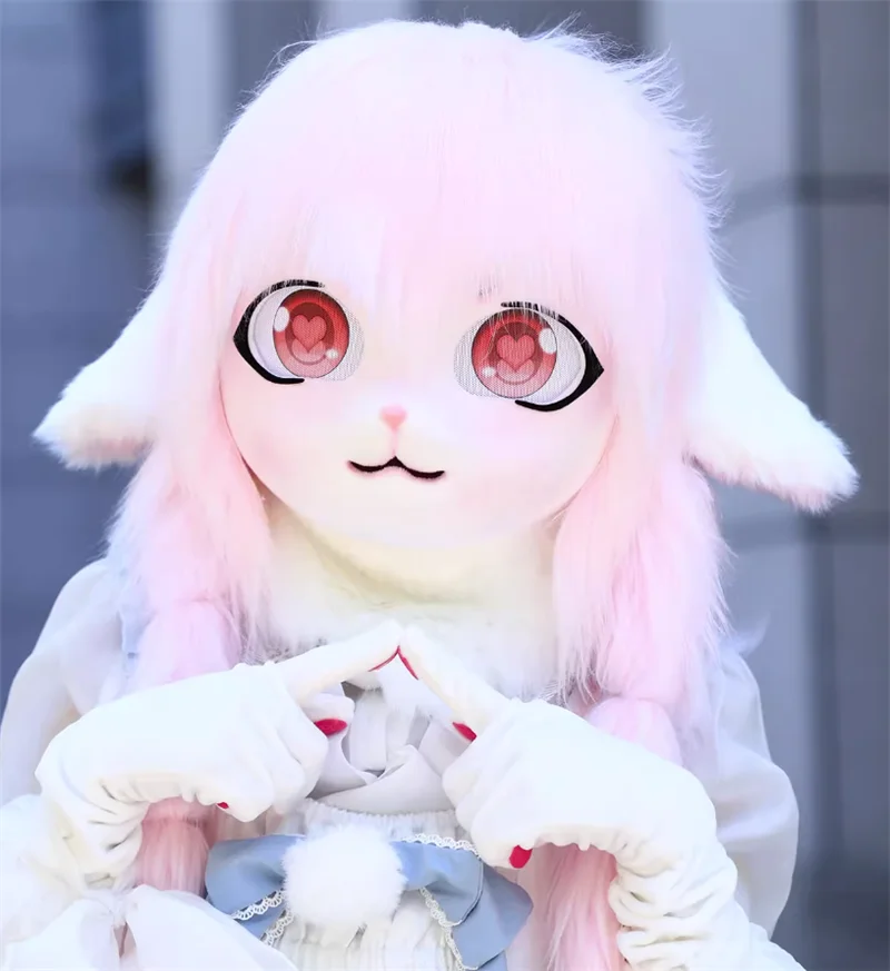Cosplay Furry Fursuit Kigurumi Headset Costume Rabbit Doll Animal Head Beast Mask Costume Props for Halloween