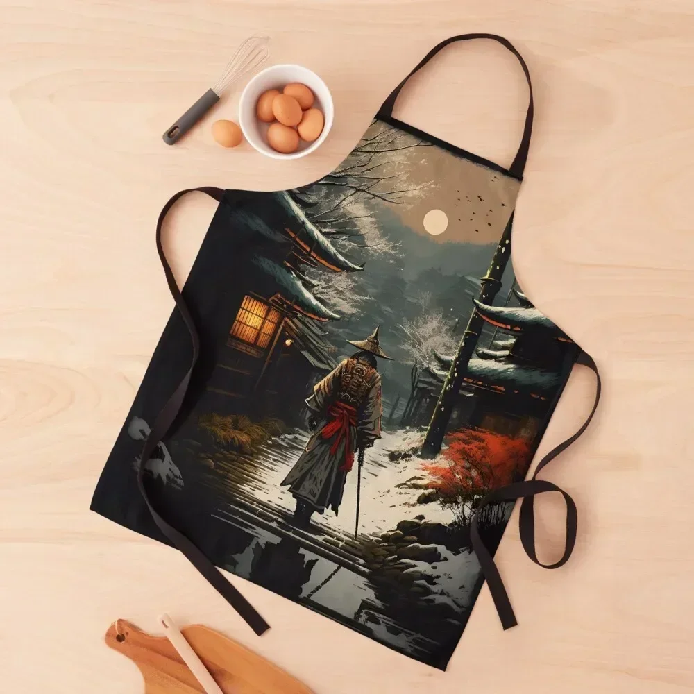 

Woman warrior japan sword soldier village vintage mountain woman martial arts Apron Kitchen Tools Accessories Apron