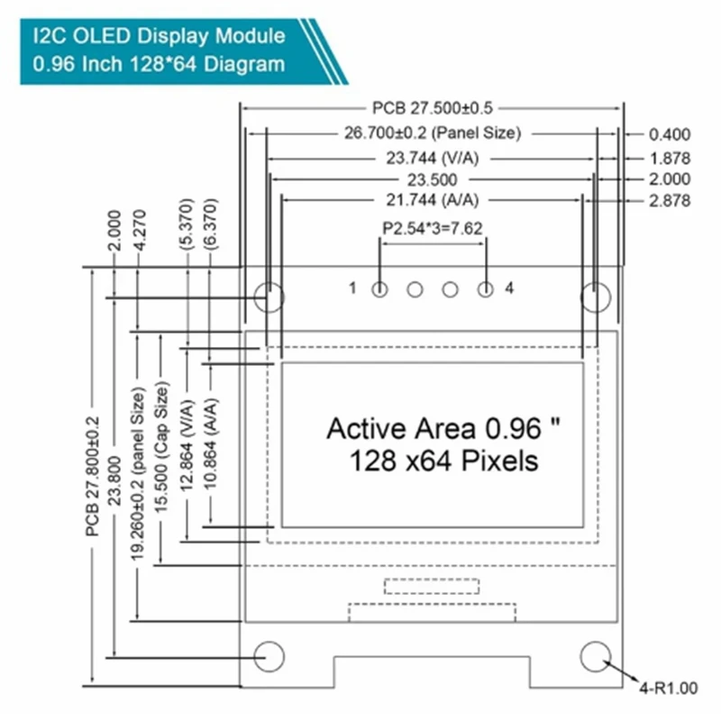 Módulo de placa de pantalla LCD OLED, controlador I2C, IIC, SSD1306, 4 pines, compatible con Arduino Raspberry Pi, 10 piezas, 0,96 pulgadas, 12864, 128X64