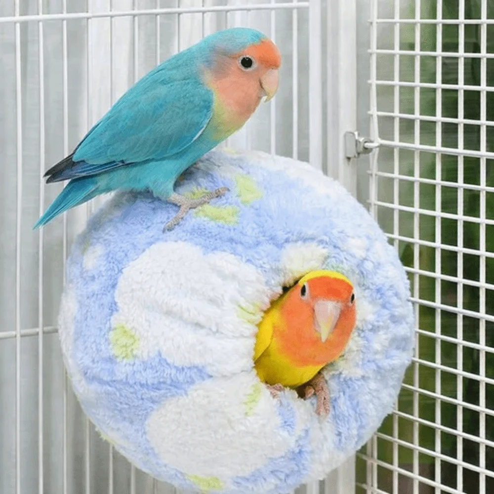 

Fleece Imitation Woven Bird Nest Round Detachable Bird Breeding Nest with Mat Thickened Parrot Sleeping House For Bird Cages