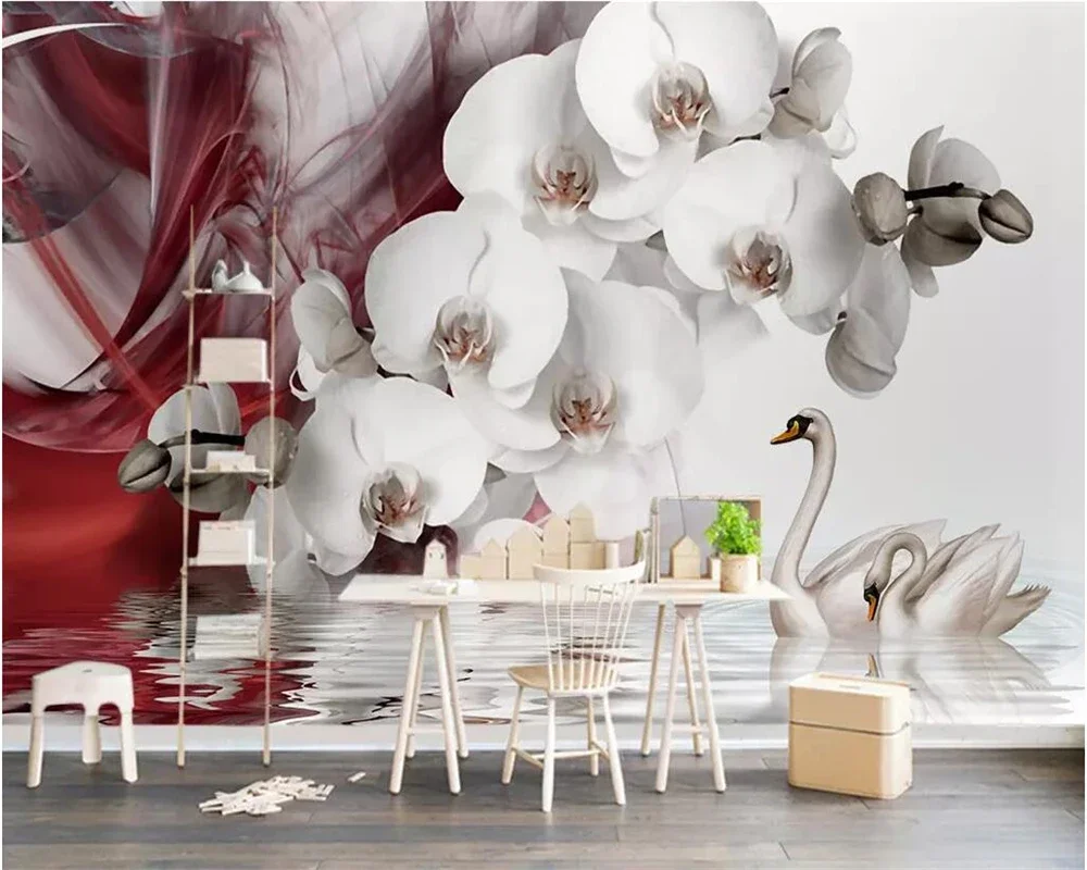 Custom wallpaper 3D photo mural modern beautiful butterfly orchid background wall обои peony flower vine mural papel de parede