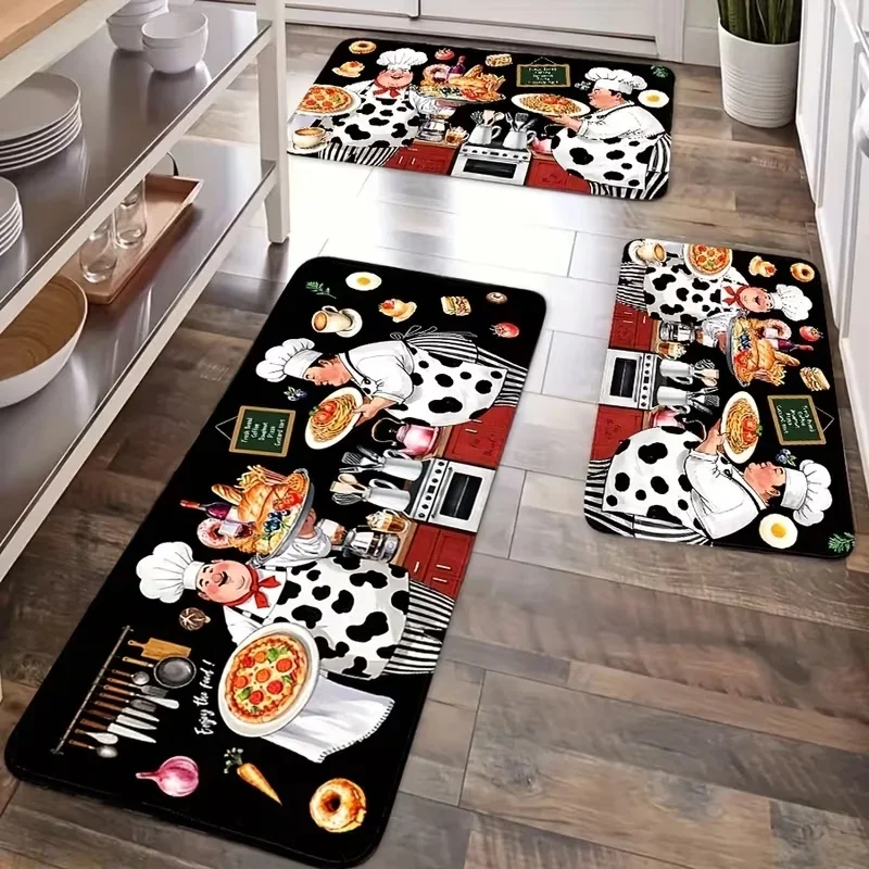VIKAMA Non-Slip Farmhouse Mat Absorbent Kitchen Floor Vintage Door Mat for Living Room Bedroom Decor