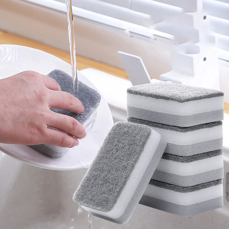 1pcs/5pcs/10pcs Kitchen Cleaning Sponge Magic Wipe Dishwashing Car Wash Tool Double-Sided Scouring Pad Spongescrub Sponges