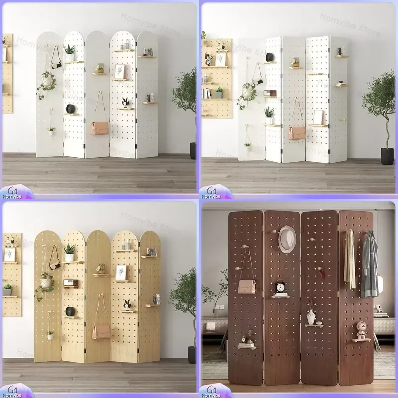 Solid Wood Folding Room Divider Screen Portable Floor Standing Privacy Partition Wall for Entryway Living Room Home Decor