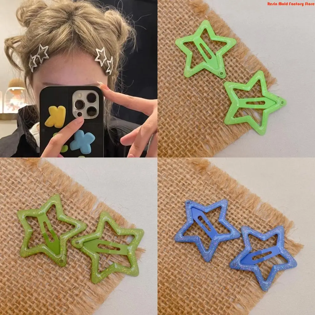 

MXME 2PCS Girls Star Hair Clip Glittering Hairpins Hairstyle Accessories Roast Painting Hair Barrettes Set for Toddler Kids