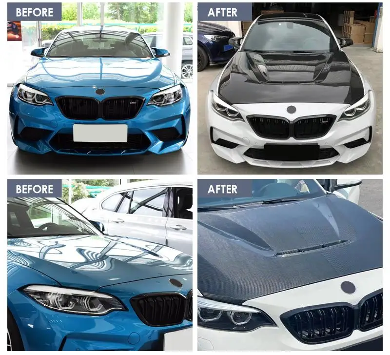 คาร์บอนสําหรับ BMW M2/F87 F22 F20 CS สไตล์ 2014 + ฝาครอบเครื่องยนต์คาร์บอนไฟเบอร์รถ Hood Bonnet ฝาครอบ