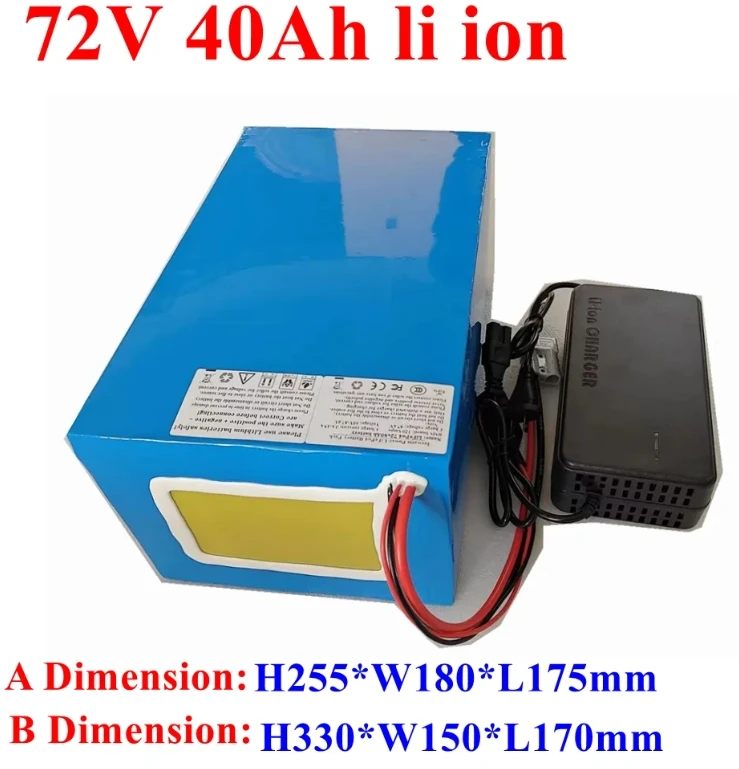 72v 40Ah 60Ah batteria agli ioni di litio li ion 50A 100A 150A 200A BMS 3000w 5000w 12000w scooter go cart moto citycoco