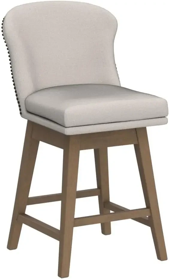 Counter Height Swivel Barstools, Upholstered Performance Fabric Bar Stools Set of 2, 26" Seat Height,  Outdoor Furniture