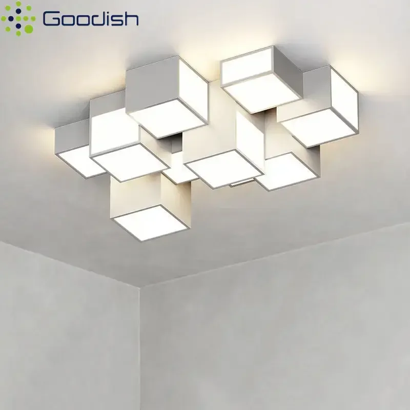 أنيق الفن الإبداعية تألق مربع LED أضواء السقف الجدة الغلاف الجوي تصميم مصابيح لغرفة المعيشة ديكور المنزل الثريا