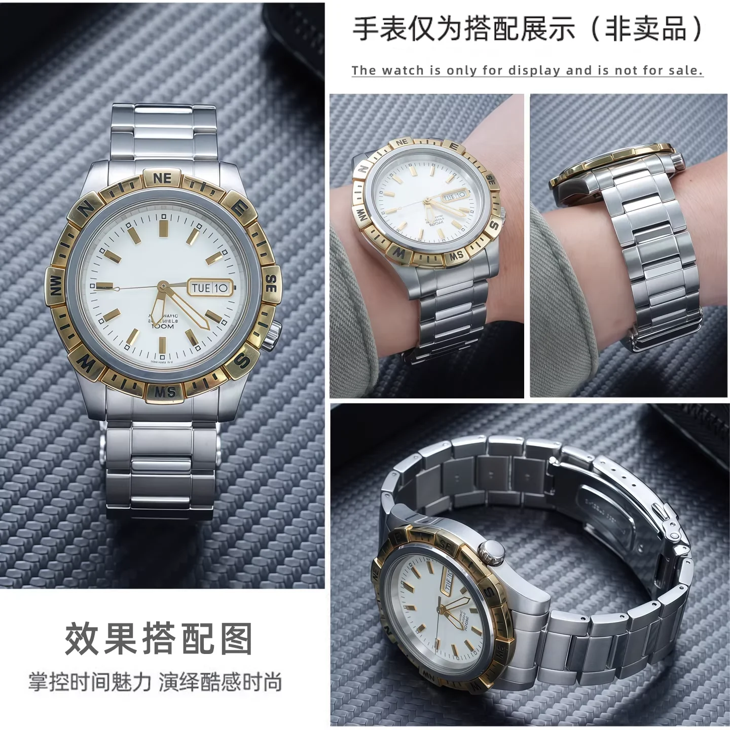 

20mm Curve end metal Bracelet For Seiko No. 5 SNZF08F1 SNZF17 Watch Stainless steel watch band strap Replacement Accessories