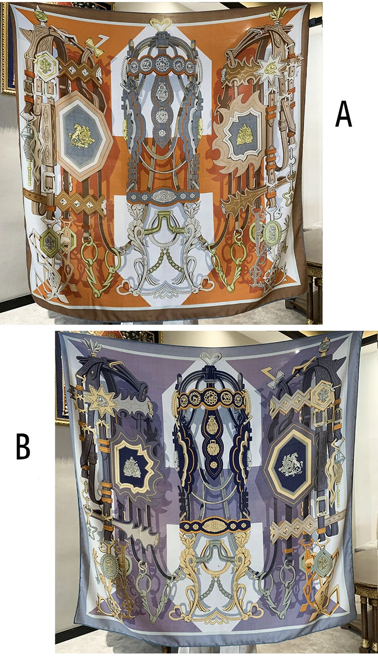 

Double Faced Winter Scarf 135CM Wool Silk Rollerd Edges Square Shawls Scarves Wraps Large Bandanas Stole 135CM Christmas Gift