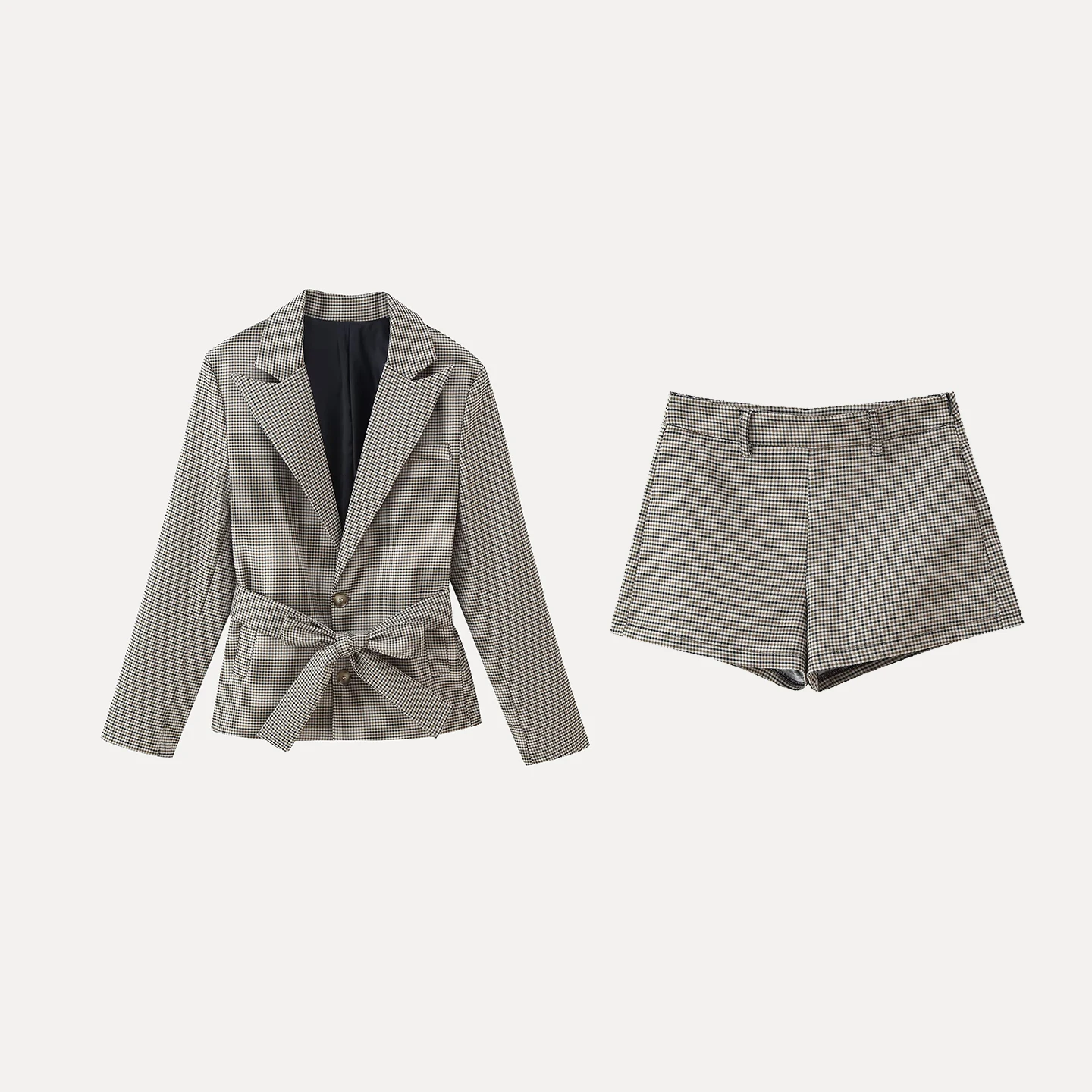 2025년 가을 여성용 패셔너블한 체크무늬 수트 재킷과 바지 세트 Z 브랜드 개성 있는 매칭 데일리웨어 유럽 스타일