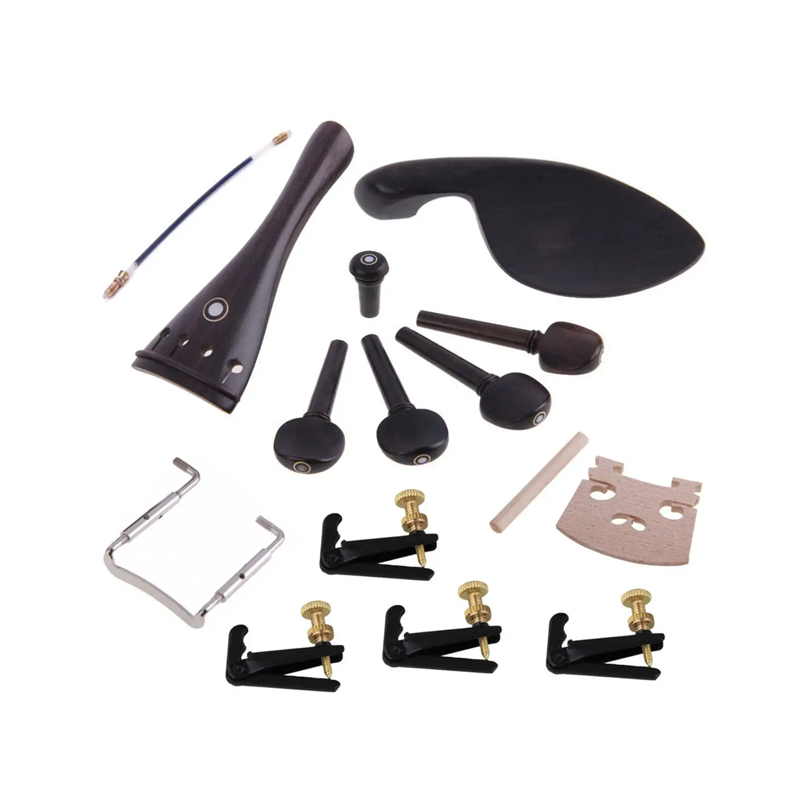 

4/4 Violin Accessories Kit, Violin Parts Professional Easy to Use Luthier Tools Replacement Bridge Chin Rest