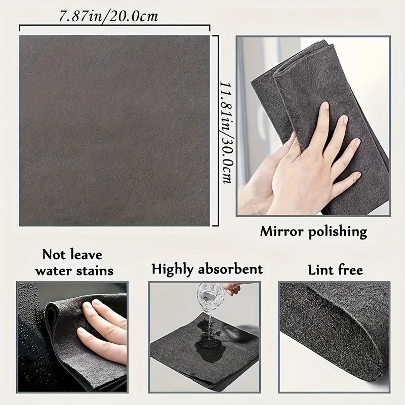Magic Glass Cleaning Cloth-Thickened Streak-Free Towel, Reusable Dual-Sided Eraser for Kitchen Windows, No Watermark Home Tool