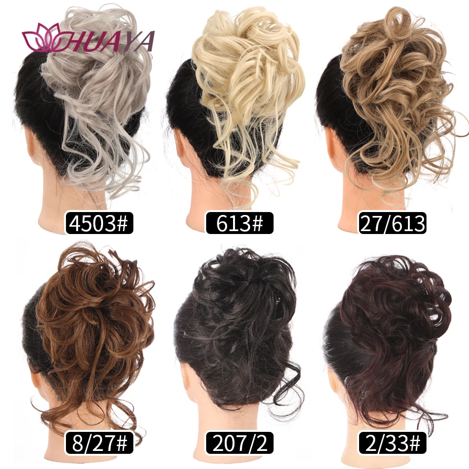 HUAYA Synthetische Chaotisch Lockige Klaue Haar Brötchen Chignon Haar Extensions Scrunchy Gefälschte Falsche Haar Mit Schwanz für Frauen Haarteile