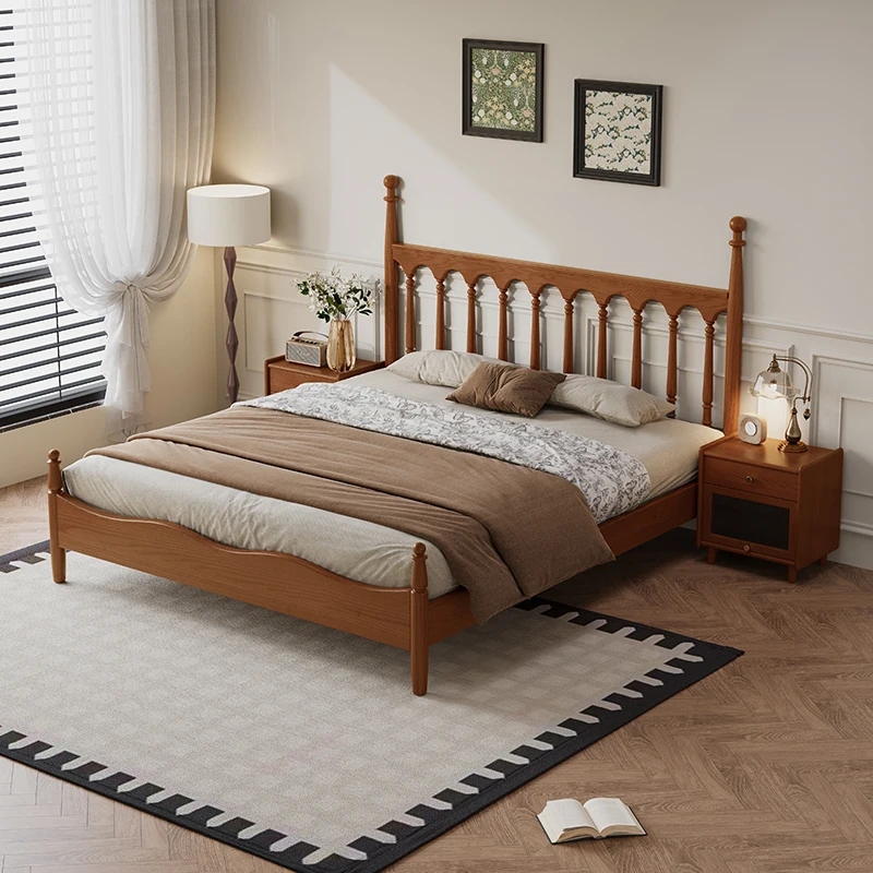 

#American Country Style Modern Simple Retro French 1.8m Double Bed Durable Windsor Bed Solid Wood Homestay 1.5m Wooden Beds
