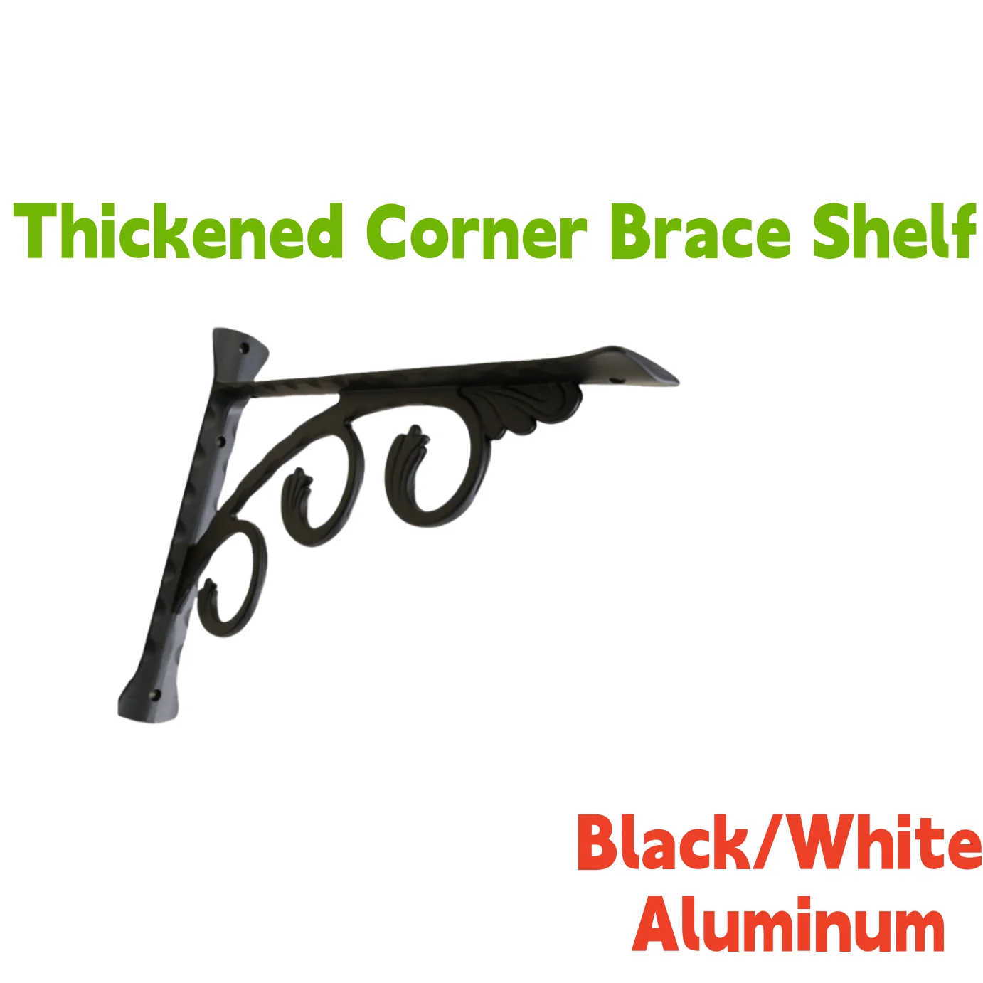 2pcs Black/White Aluminum Shelf Bracket L Shape Thickened Corner Brace Shelf Right Angle Bracket for Commodity Furniture